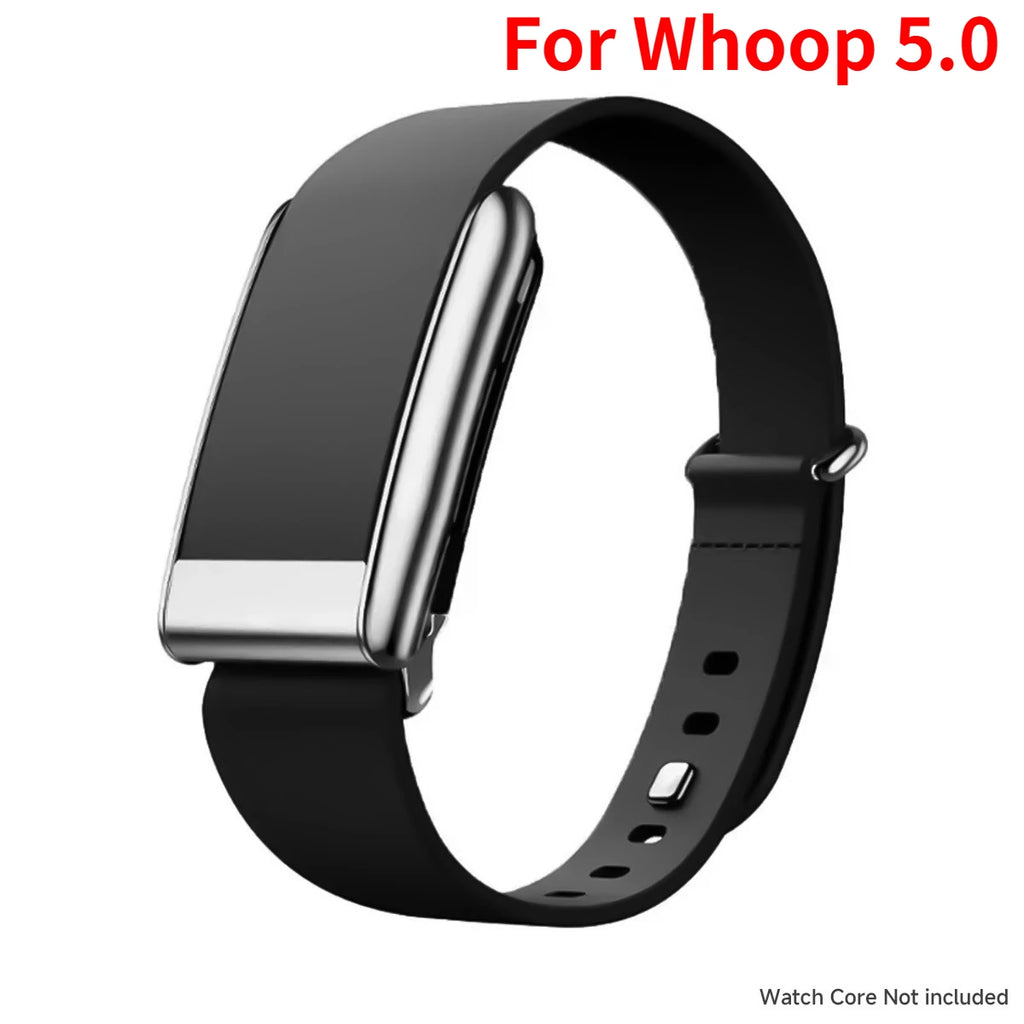 Leather Slim Waistband for WHOOP 5.0 /5.0MG Fitness Soft Breathable Replacement Strap Adjustable Protector Sports Wristband Qme For Whoop 5.0-Black Olny Band No Sensor