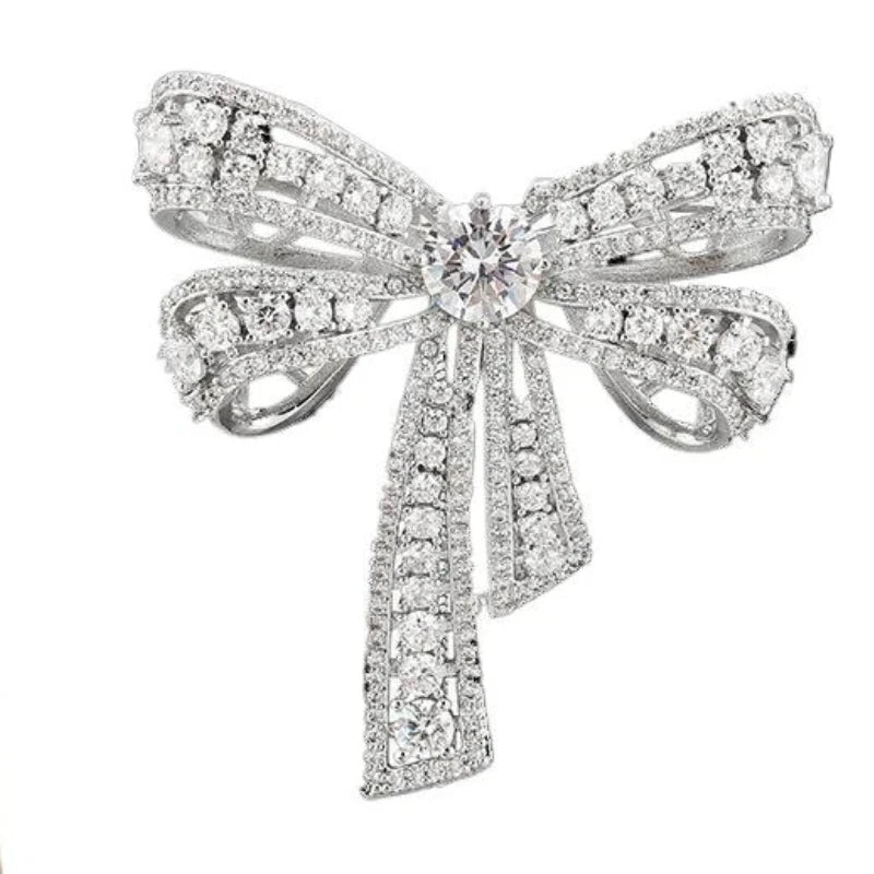 Fashion Luxurious Rhinestone Bow-knot Brooches For Women Clothing Coat Accessries Gifts Qme 1pc