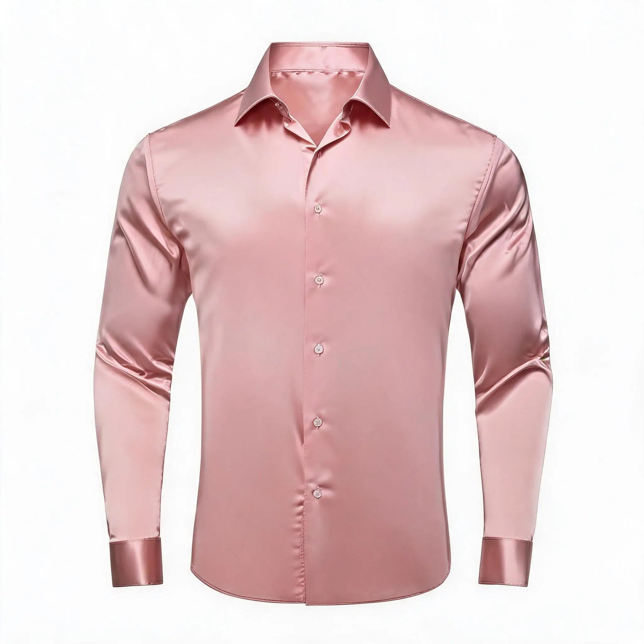 Solid LS Shirt Brown or Pink or Purple or Green or Blue or Black or Red Basic Button Office Daily Fit Qme