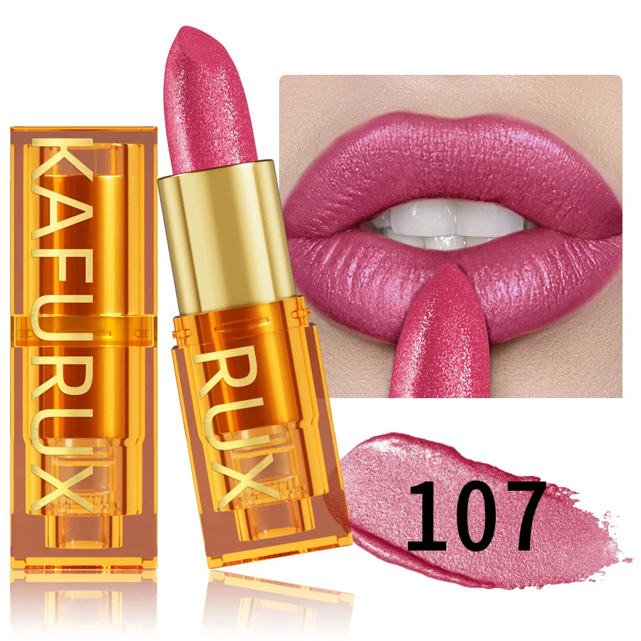 16Colors Bold Intense Glitter Shiny Metallic Lipstick Lip Tint Long Qme 107