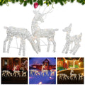 3PCS Christmas Reindeer Family Lighted Deer Christmas Decoration LED Lights Glowing Reindeer Xmas Home Outdoor Garden Ornament Qme White
