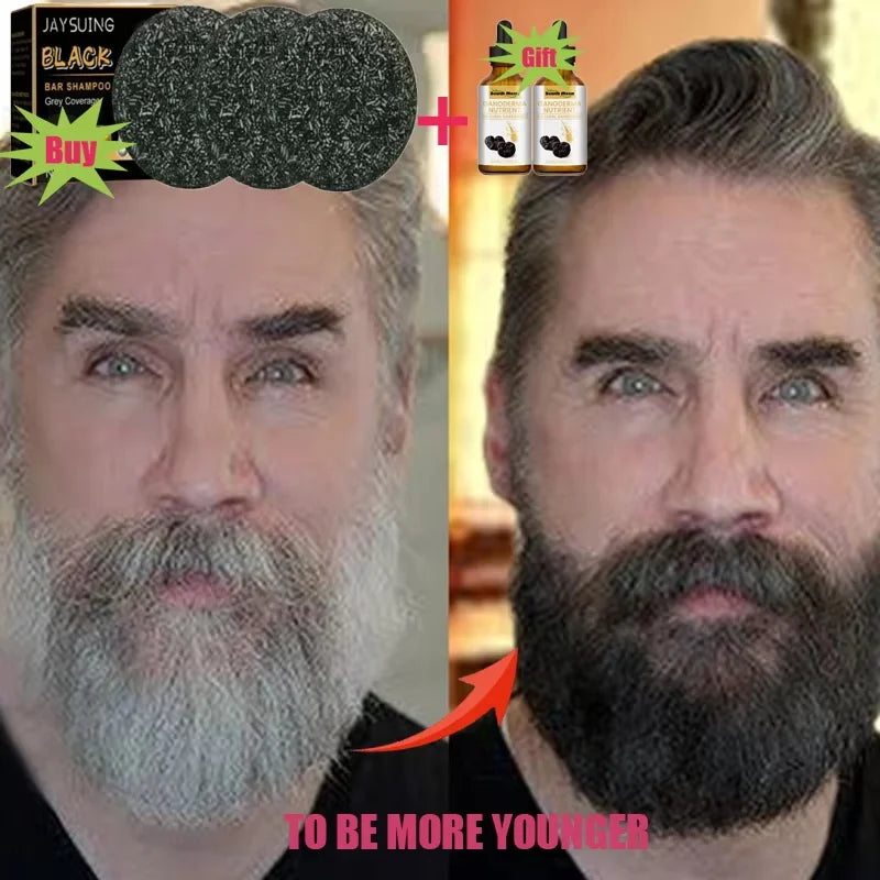 Magic White Hair to Black Shampoo Dye Soap Natural Color Soap Restore Gray Beard Cover Gray Hair Dye Hair Fixing Shampoo Bar Qme