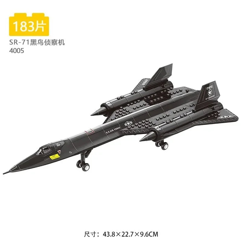 Military Technical USA SR71 Blackbird Stealth Supersonic Reconnaissance Aircraft Building Blocks Fighter Model Brick Kid Boy Toy Qme