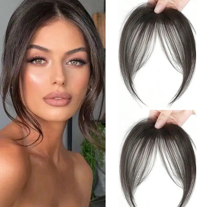 Natural Hair Wig Bangs Synthetic Fluffy Extensions Clip-on Hairpieces Qme