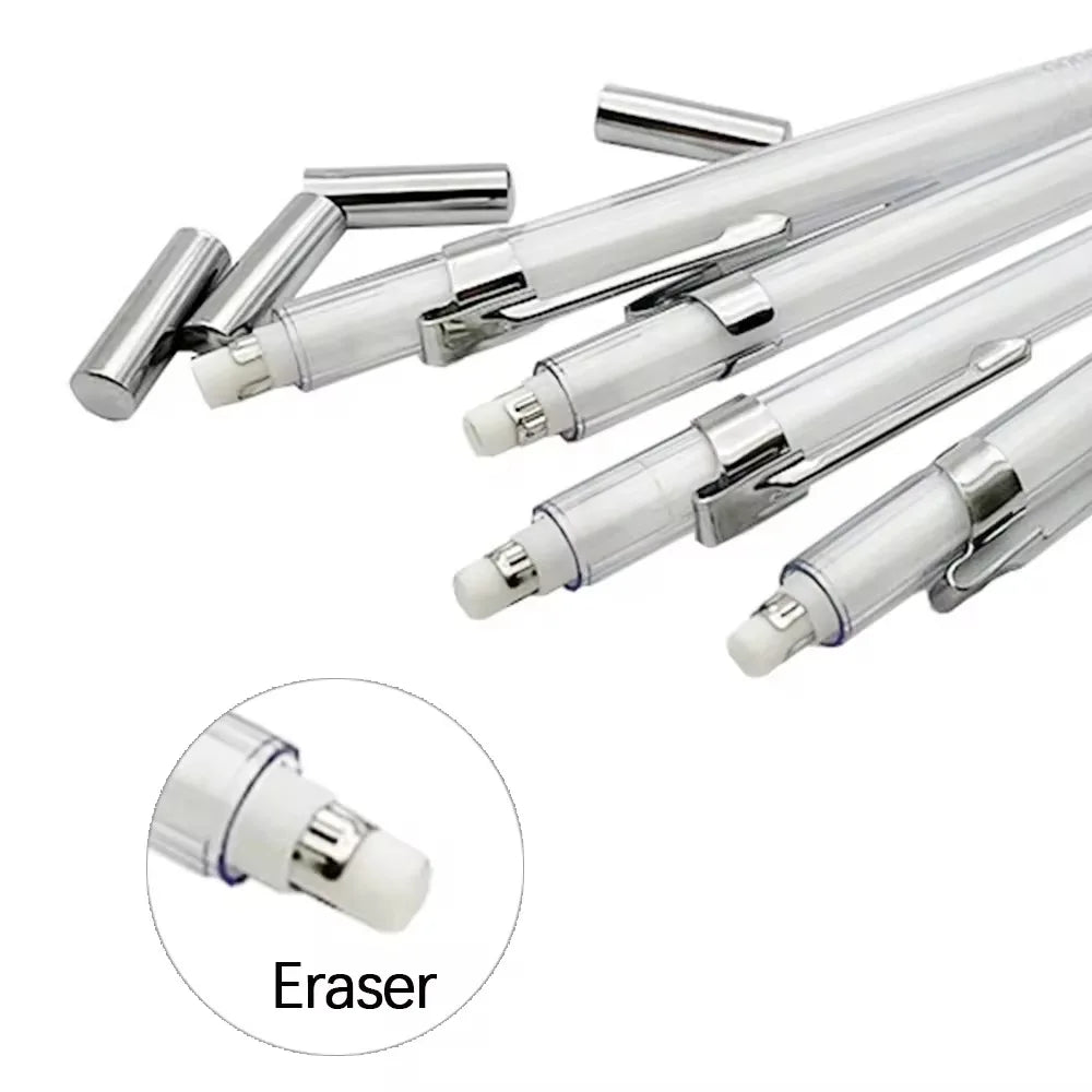 Art Drawing Transparent Mechanical Pencil 0.5/0.7/0.9mm Replaceable 2B Lead Refills + 2 Dispensing Tubes Office Supplies Qme