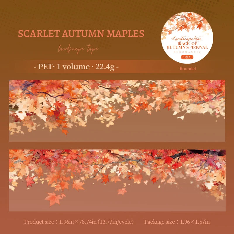 1 Roll Autumn Fall Leaves Pattern Tape for DIY Scrapbook Journal, Phone Case Decoration, Gift Wrapping & Craft Collage Qme 5