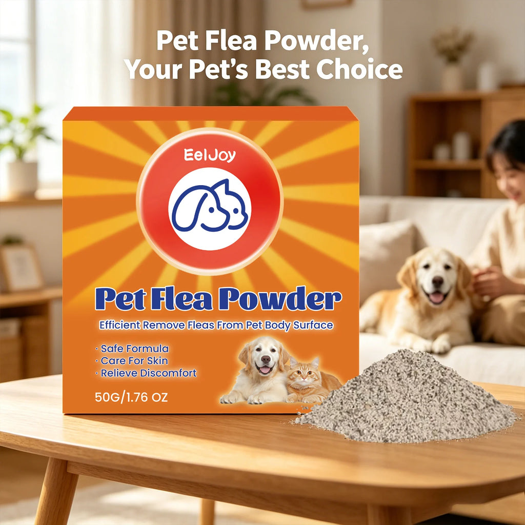 Pet Flea Powder Remove Fleas Ticks & Lice Relieves Itching Skin Discomfort Non-toxic Natural Formula Dogs Pest Repellent Powder Qme