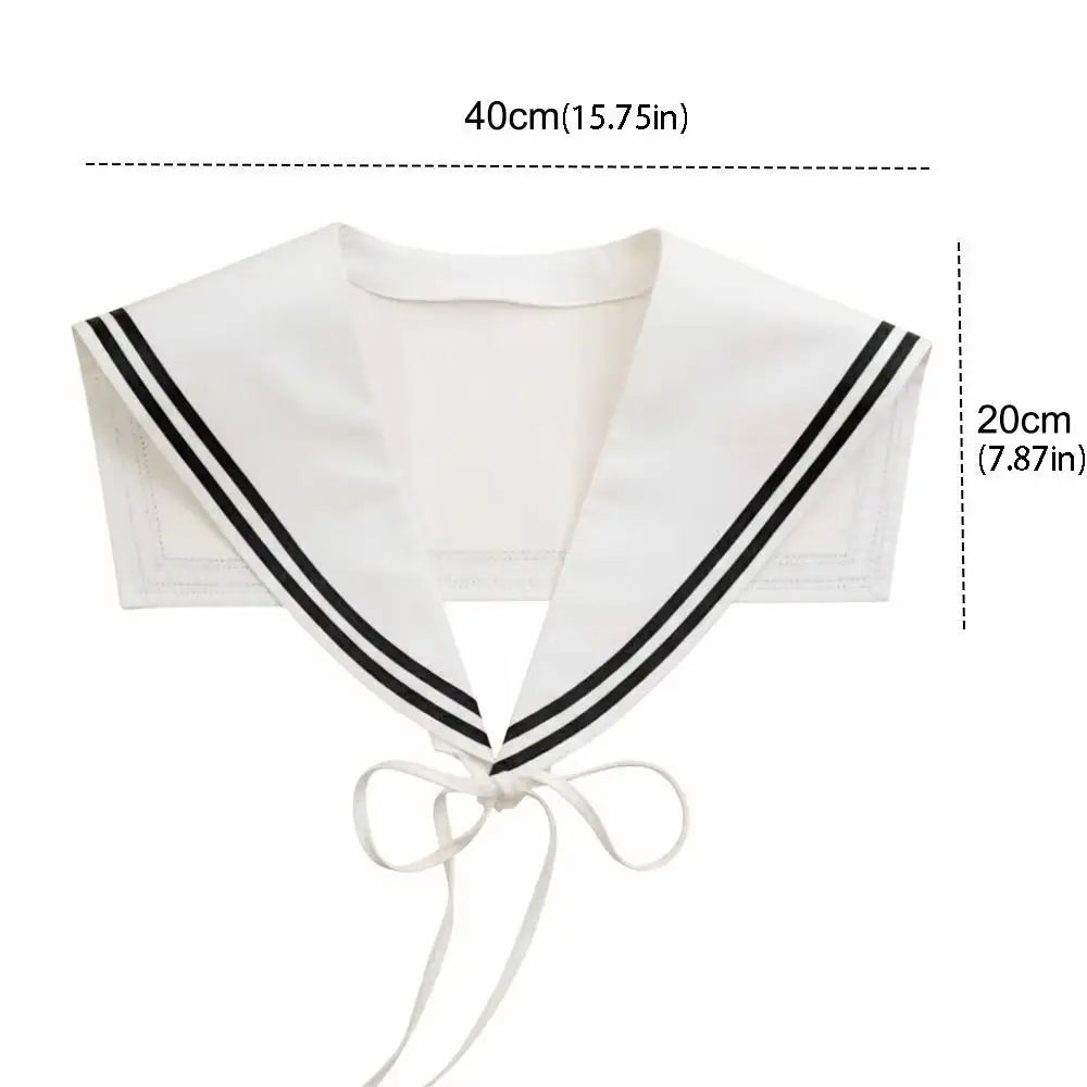 Elegant Cape Striped Sailor Fake Collar Black Cloak Blouse False Collars Korean Style Academy Style Detachable Collar Female Qme