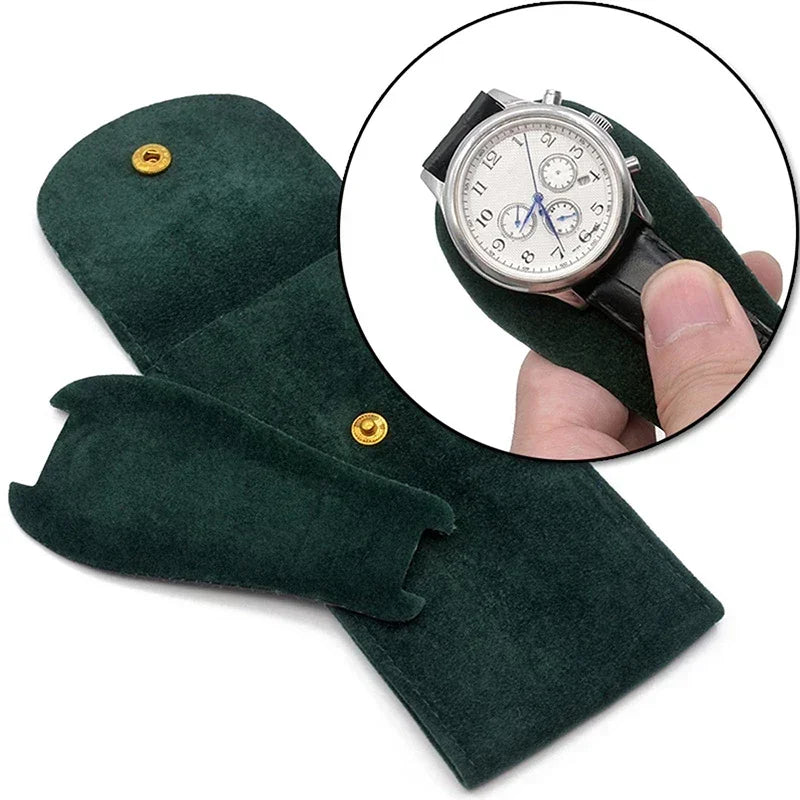 Watch Box Blue Green Gray and Black Flannelette Gift Bag Travel Storage Case Durable Portable Watch Dust Protection Case Qme