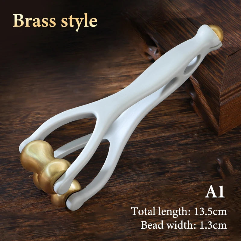 Finger Massage Dual-row Roller Brass Design Easy Use Relieve Fatigue Qme A1
