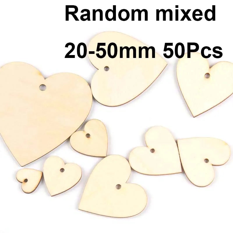 20-100mm One Holes Mix Heart Wooden Pattern Christmas Decorations For Home Ornament DIY Wood Crafts For Home Ornaments m2190 Qme