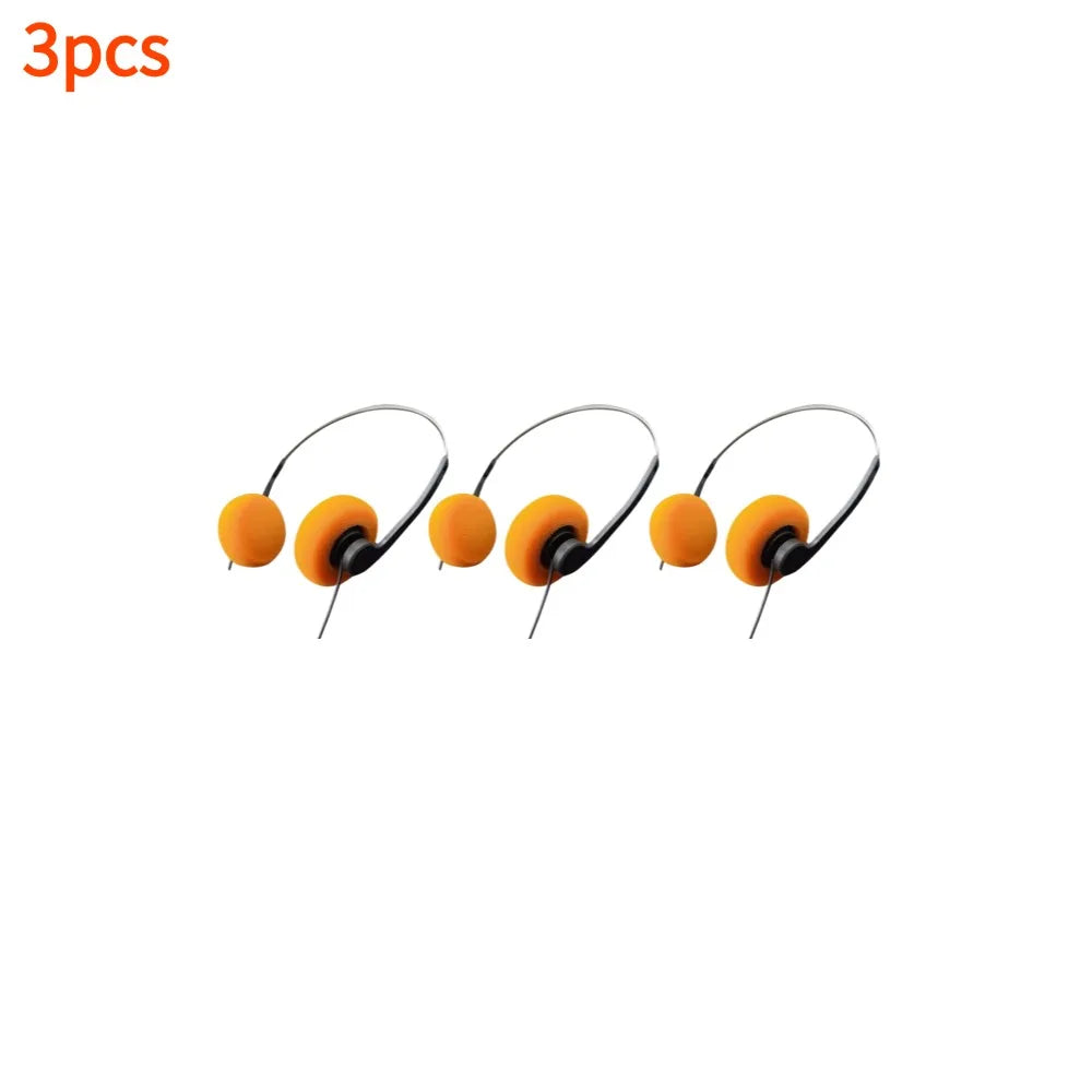 INS Japanese Retro Headphones Nostalgic Headsets HiFi MP3 Walkman Headphones Sports Photo Props Wired Earphone Personality Qme orange-3PCS