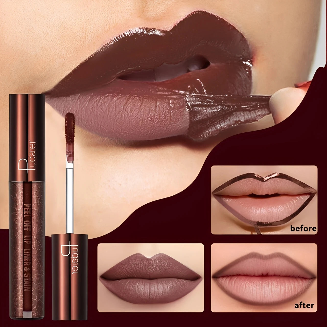 5 Colors Peelable Lip Glaze-long-lasting Waterproof Shine Highly Qme