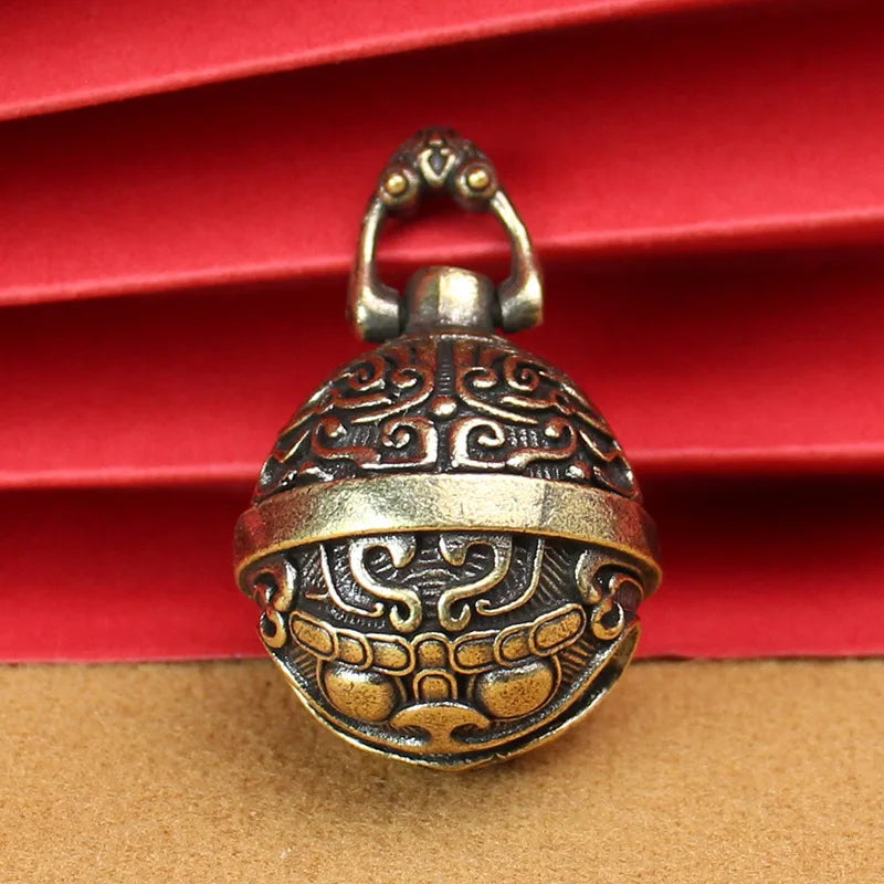 Small Pendant Men Women Vintage Brass Keychain Pure Copper Gluttonous Qme