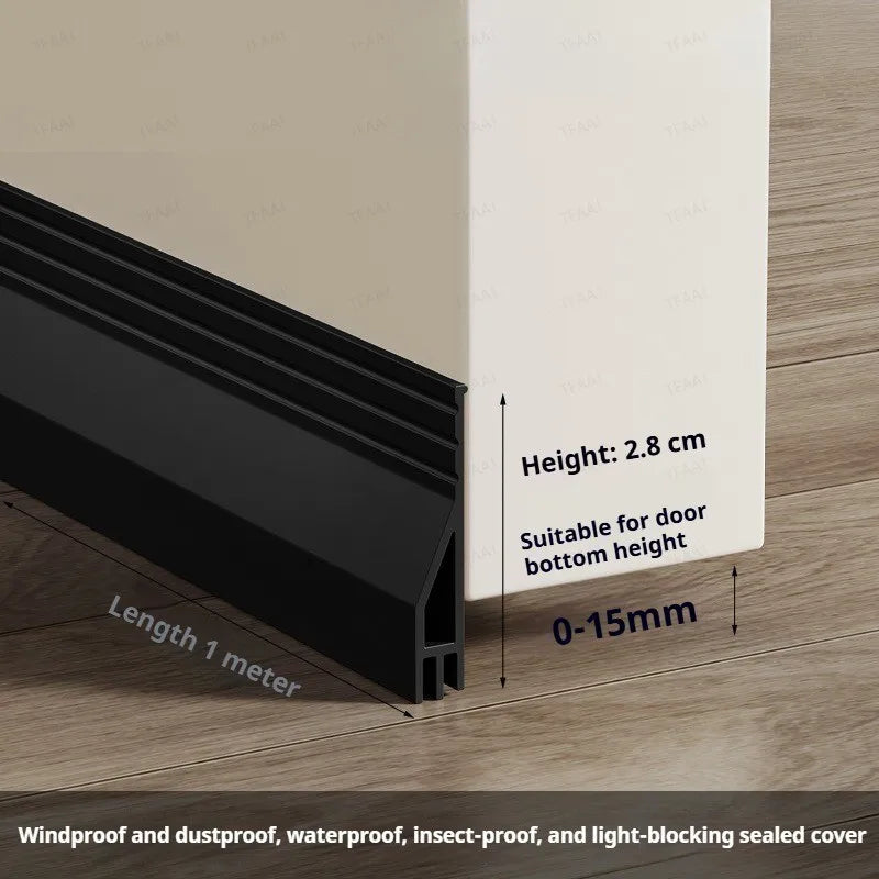 3-layer Anti-Cold Door Bottom Seal Strip Self-adhesive 28/45mm Height TPE Windproof Noise Reduction Window Gap Weather Strip Qme Small Black 2Pcs
