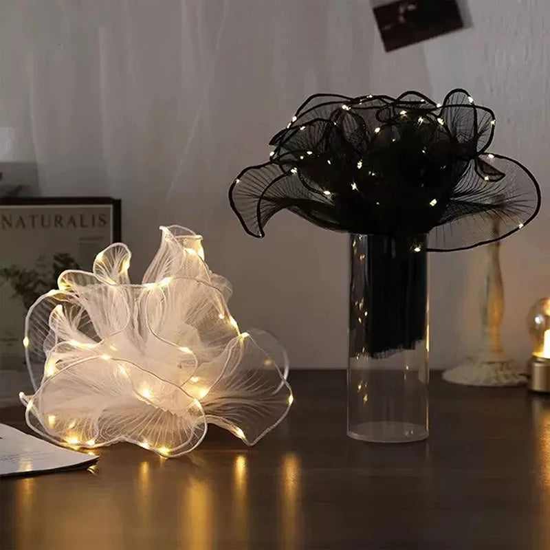White Emit LightFloral Packaging For Bouquets Flower Wrapping Paper Wrinkled Gift Packaging Qme