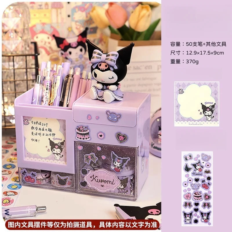 Hello Kitty Kuromi Multifunctional Stationery Pencil Holder Simple and Cute Storage Box for Students' Desks Qme 2