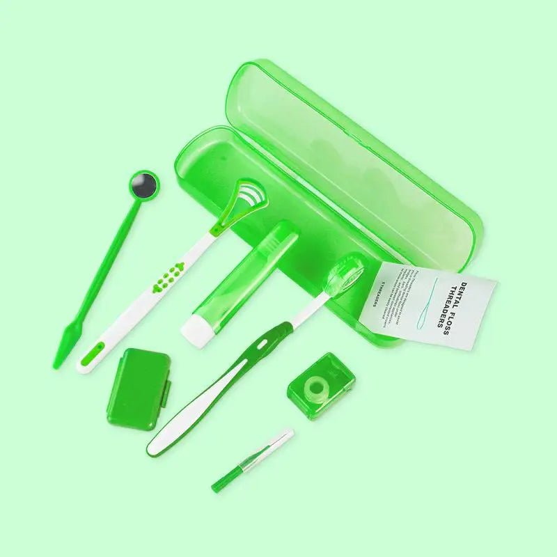 Complete Dental Oral Care Portable Teeth Cleaning Tool Storage Case Qme green
