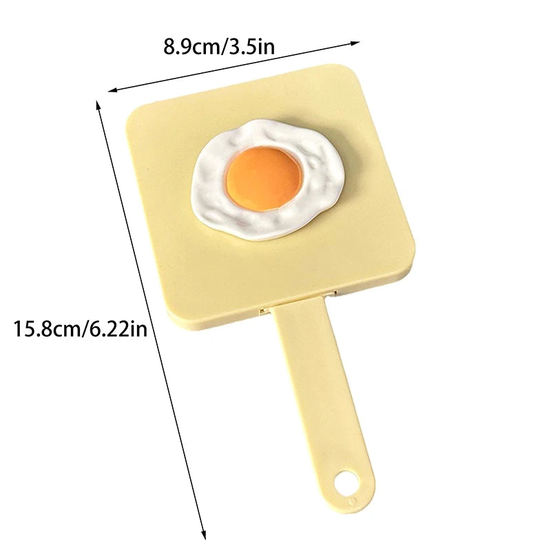 Portable Handle Mirror Comb Yellow Square Makeup Personal Care Use Qme