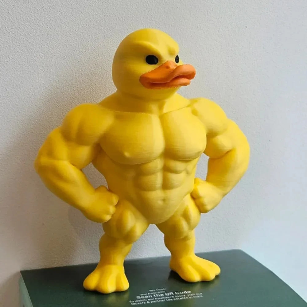 Muscle Duck Statue -3D Desktop Decor,Cute Bookshelf Whimsical Figurine,Multifunctional Indoor/Outdoor Decoration, Home Accessory Qme