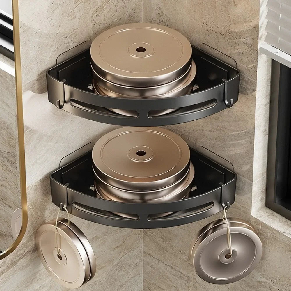 1 2 No Drill Required Bathroom Storage Shelf Holder Shower Caddy Qme