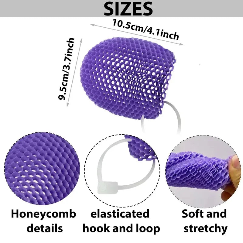 Honeycomb Exfoliating Shower Finger Caps Body Scrub Cleansing Bath Qme Purple