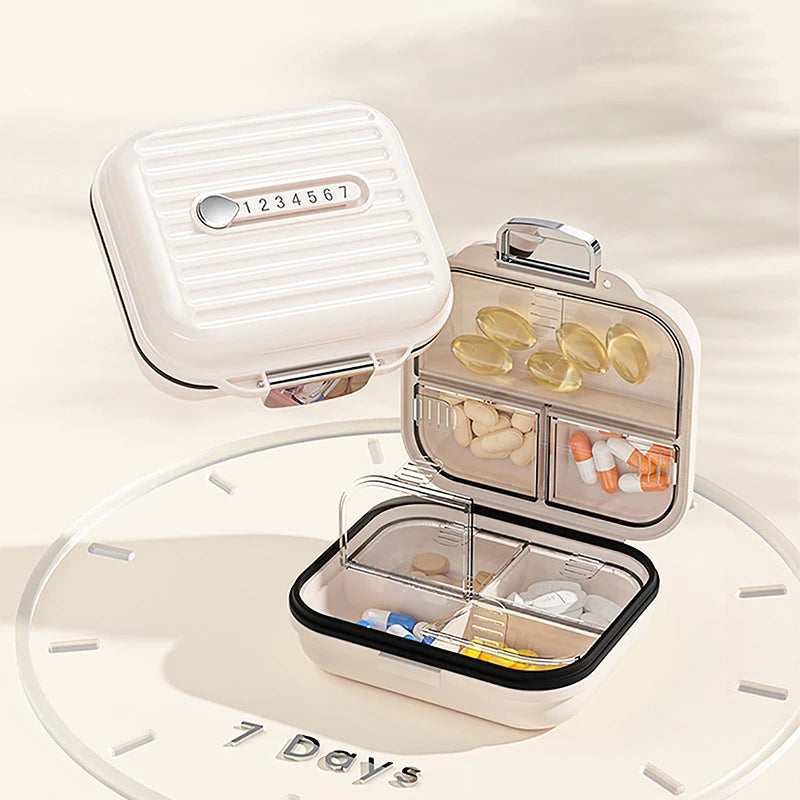 Mini Pill Box Travel Lightweight 7 Compartment Medicine Organizer Qme