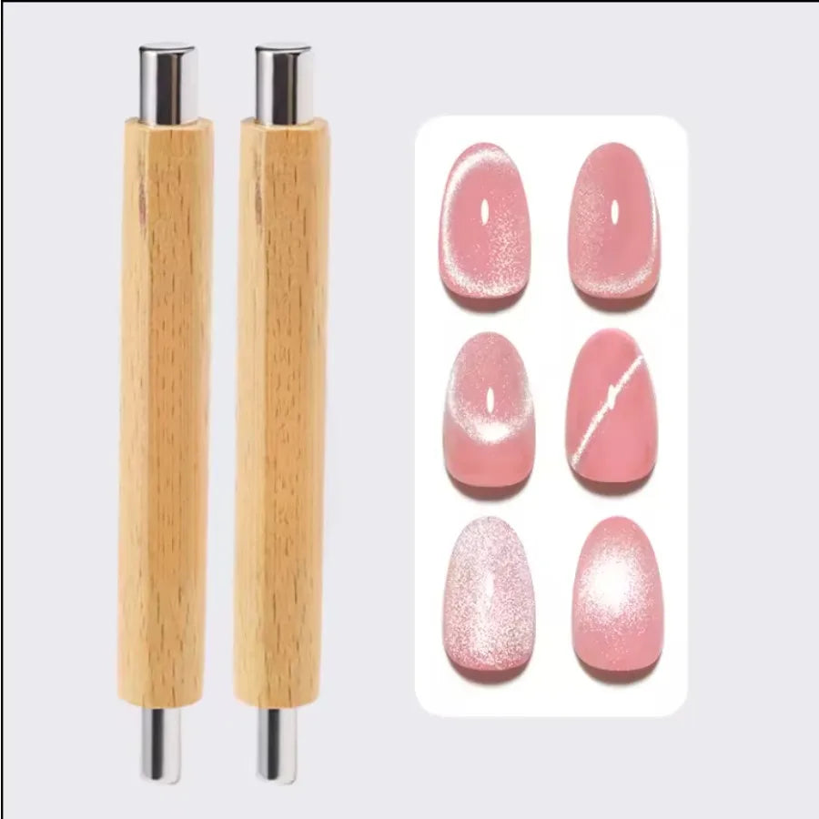 Wooden Nail Art Magnets Double-end Magnet Effects Magnetic Bar Cat's Qme