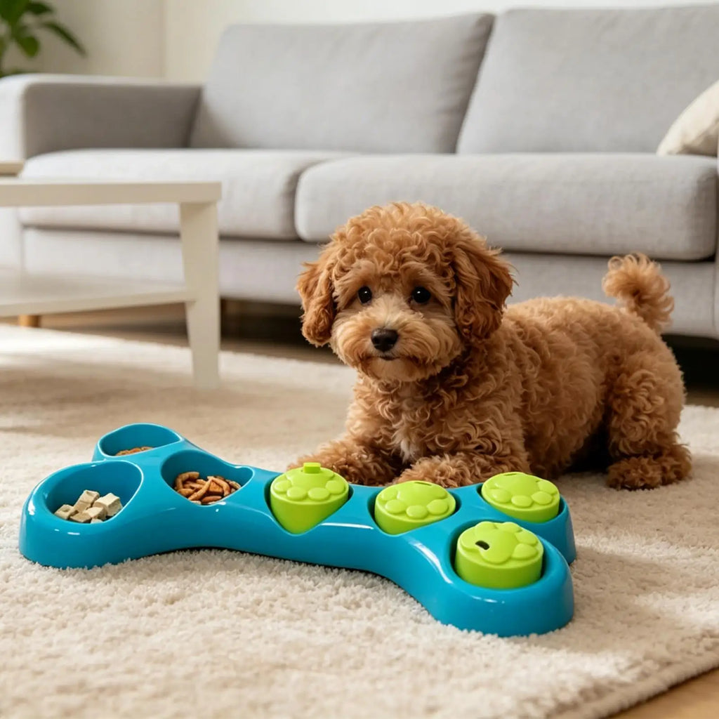 Slow Feeder Dog Bowls Bone Shape Interactive Anti-Choking Funny Cat Food Bowl for Kitten Puppy Daily Feeding Playing Training Qme