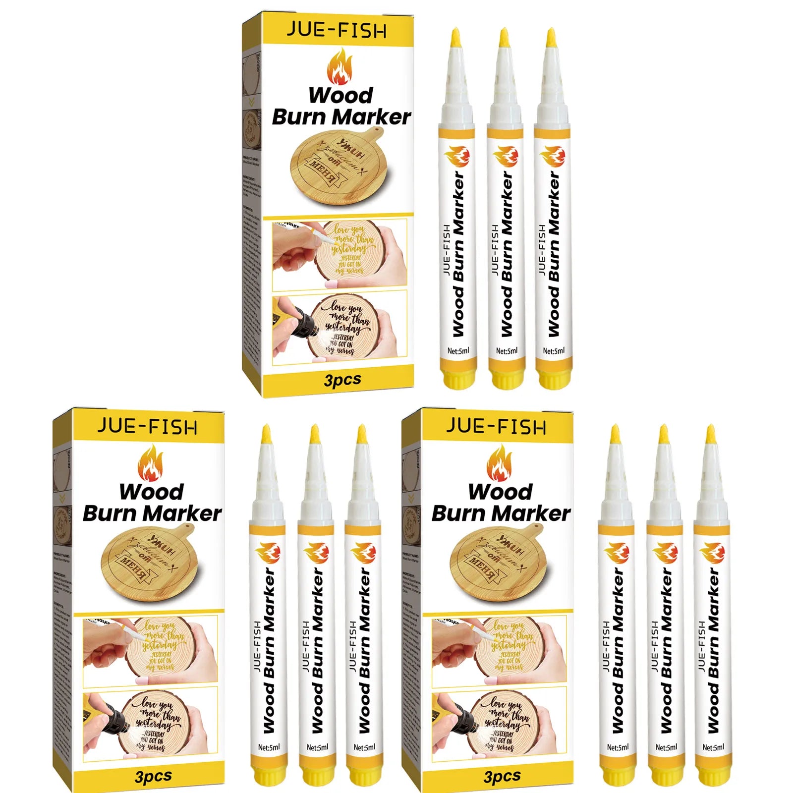 New DIY Scorch Wood Burned Marker Long Lasting Easy to Use Draw Complex Patterns Practical Chemical Wooden Marker Painting Pens Qme 9pcs Boxed