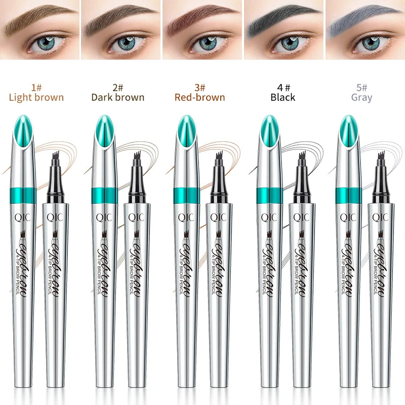 4 Points Eyebrow Pen 5 Colors Liquid Brow Pencil Dark Brown Microblading Eyebrow Pencil Waterproof Eyebrow Tattoo Pen Cosmetics Qme