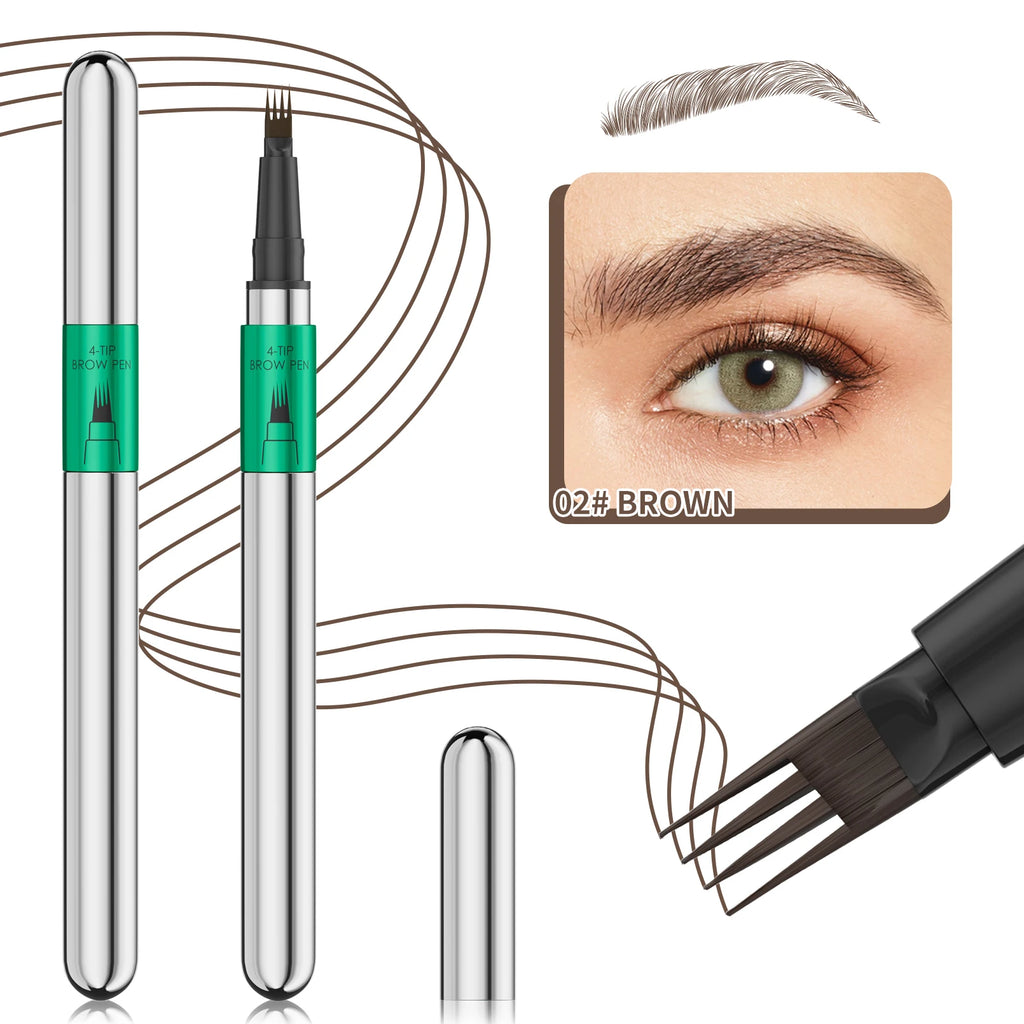 Hellokiss Waterproof Eyebrow Pen, Microblading Eyebrow Pencil With 4 Split Head, Natural Looking Brows Makeup ( 5 Colors) Qme 9709-2