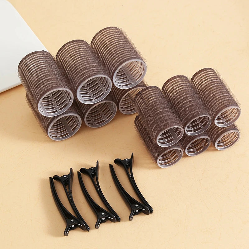 Heatless Self-grip Hair Rollers Clip Curlers DIY Styling Tools Volume Qme Coffee