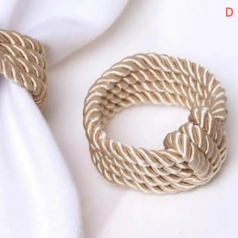 Circle Woven Rope Napkin Ring Christmas Decoration Solid Color Napkin Buckle Restaurant Bar Wedding Home Table Accessories Qme Beige