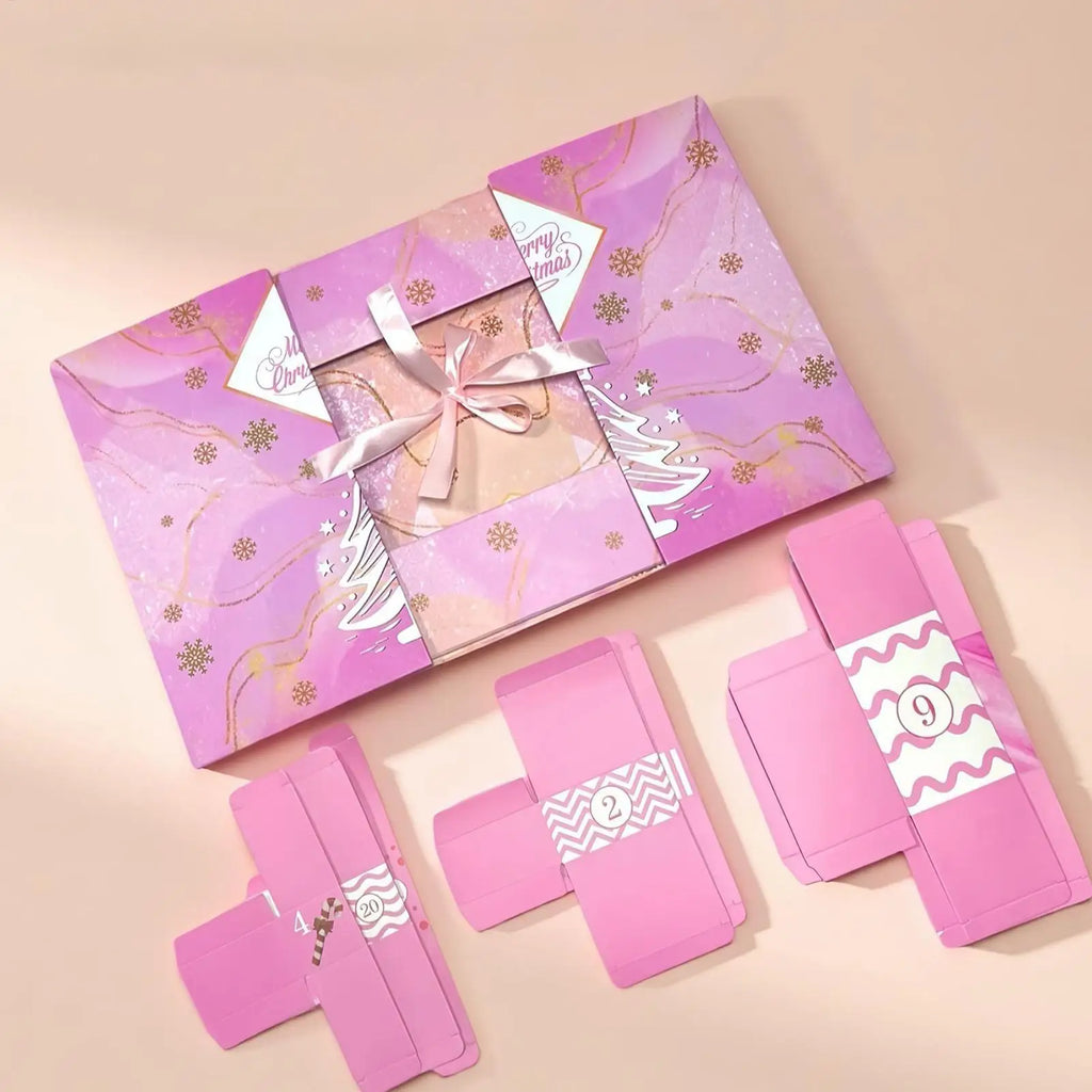 24Day Christmas Arrival Calendar Gift Filling Box Pink DIY Arrival Calendar Gift Box Packaging Box Empty Box Qme