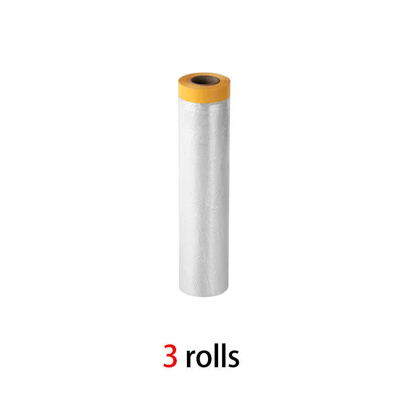 Paint masking film and paper masking tape for decorating cars, disposable dust-proof furniture spray paint protective film Qme 3Pcs 7M 400mm