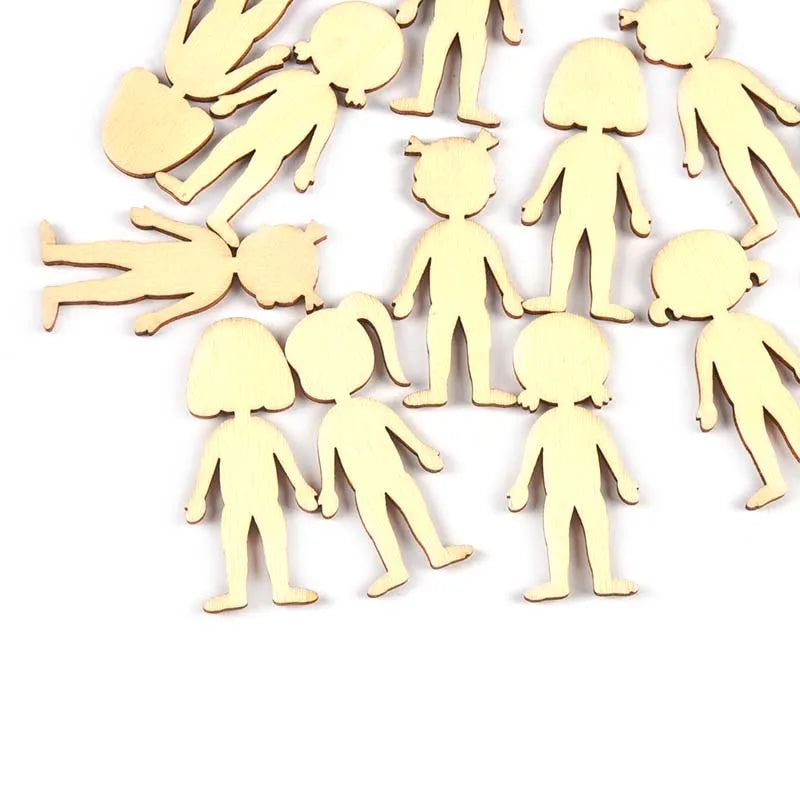 20Pcs 22x49mm Boy/Girl Wooden Crafts Decoracion DIY Scrapbooking Crafts Supplies Home Party Decor Handmade Ornaments Arts c3417 Qme