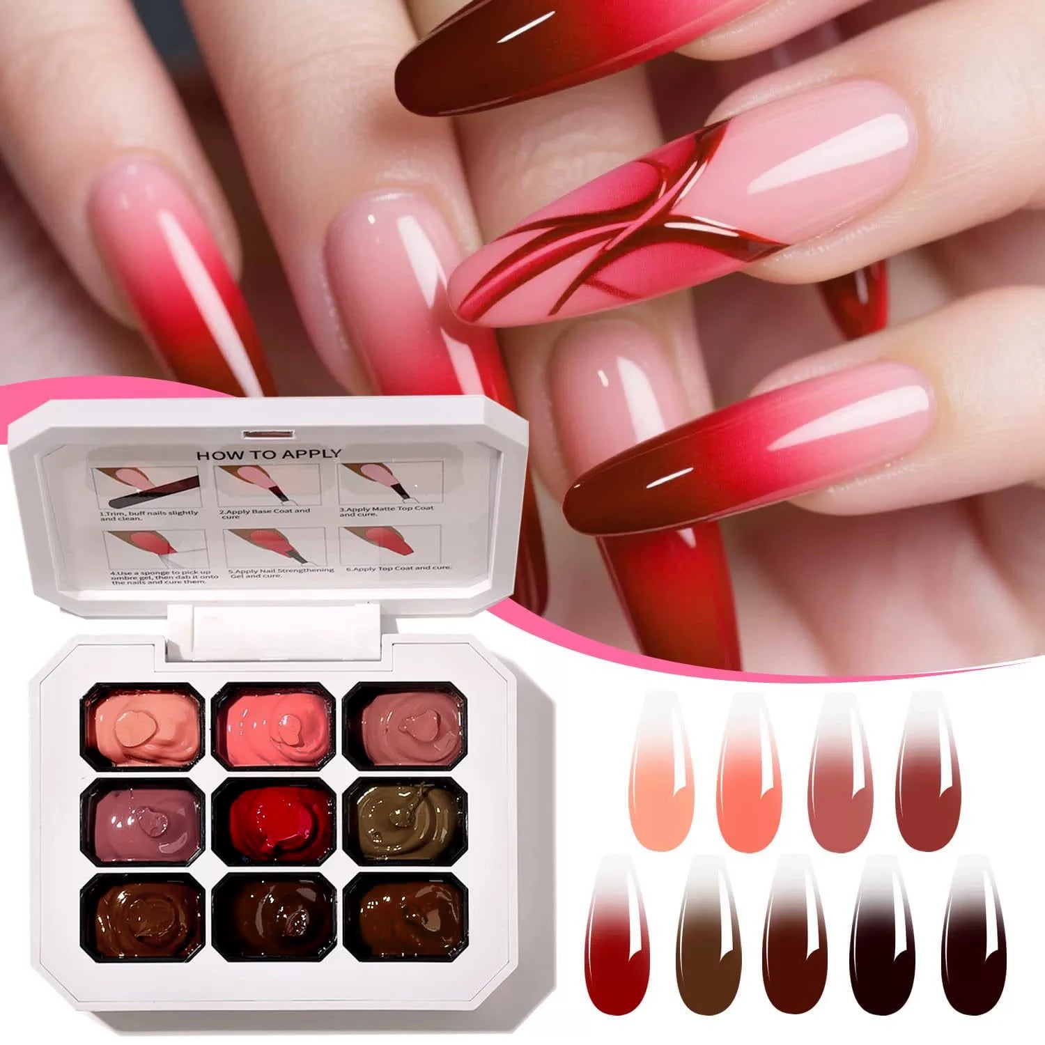 1Box 9 Colors Patting Gel Smudge Canned Saturation Popular Semi-solid Qme GTCH-9G-09