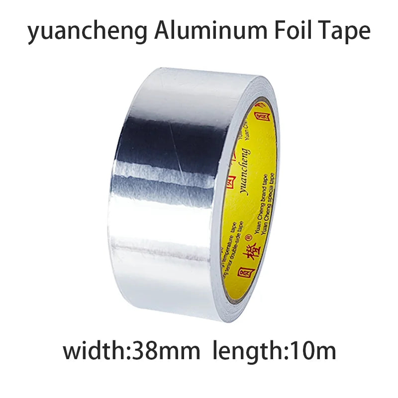 1 Roll High Temperature Resistant Aluminum Foil Tape, Waterproof and Oil-proof, Flame-retardant and Sun-proof, Hand-tearable Qme width-38mm 10M