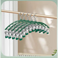 10 Clips Stainless Steel Sock Clip Pace-Saving Arc Sock Drying Rack Windproof Non-slip Clothes Rack Underwear Clip Towel Hanger Qme dark green
