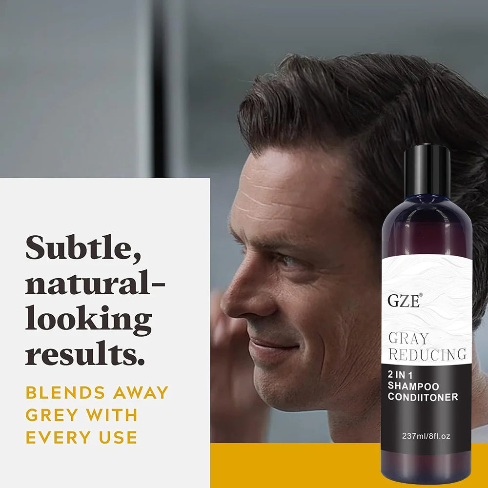 GZE Grey Reducing 2-In-1 Shampoo Conditioner - Softening Properties Say Goodbye to Grey Hair Eliminate Unwanted Grey Hair Tones Qme