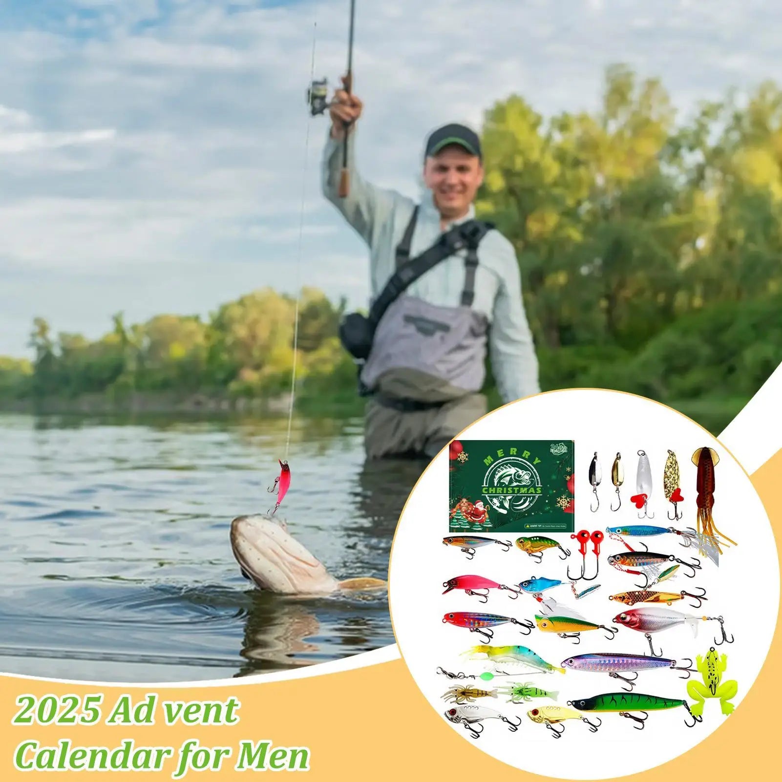 Fishing Advent 24 Days Christmas Countdown Calendar Lures Freshwater Qme