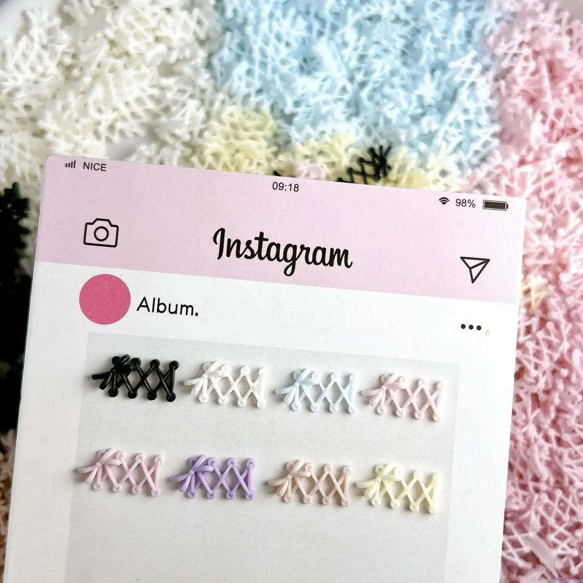 30PCS New Creative Shoelace Resin Nail Charms 3D Macaron Colored Bow Shoelace Nail Art Decorations for DIY French Nail Ornaments Qme
