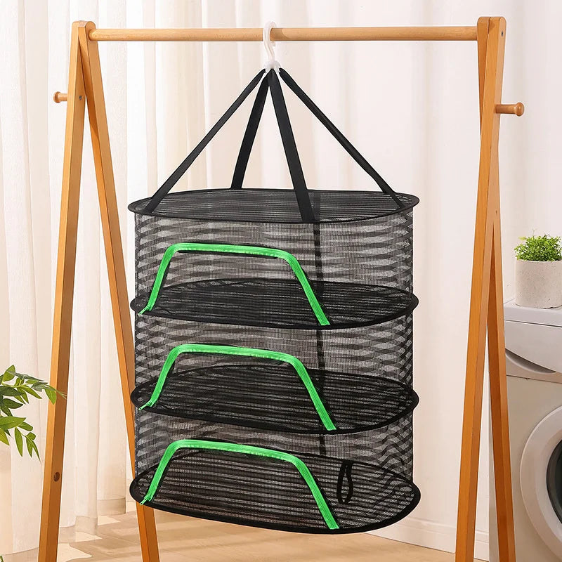 Dryer Bag Mesh Drying Net Vegetable Fruit Folding Food Anti-mosquito Qme 3 layers