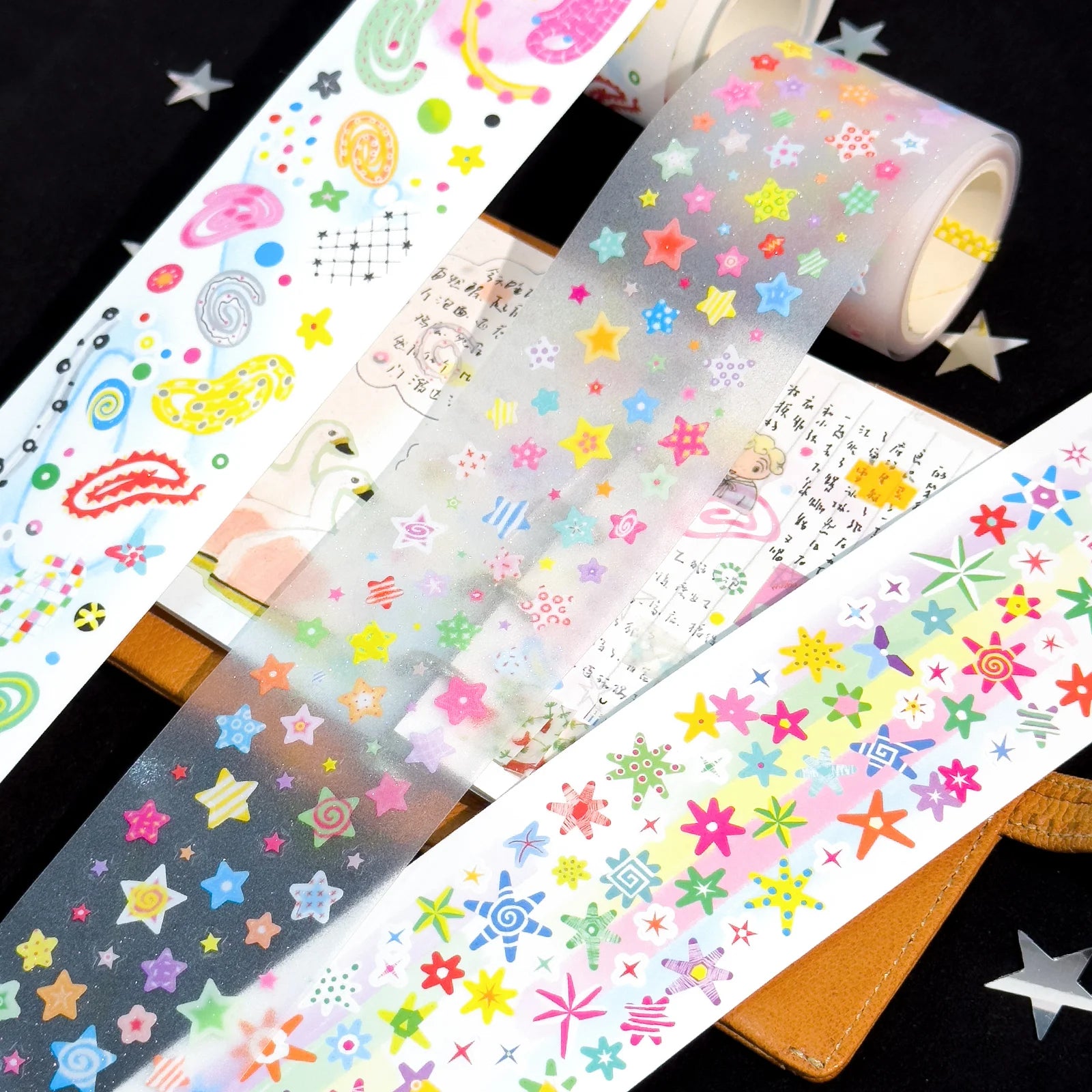 Cute Y2K Star pattern Washi Tape Kawaii Decorative Adhesive Tapes DIY Scrapbooking Stickers Hand Made Masking Tape Stationery Qme