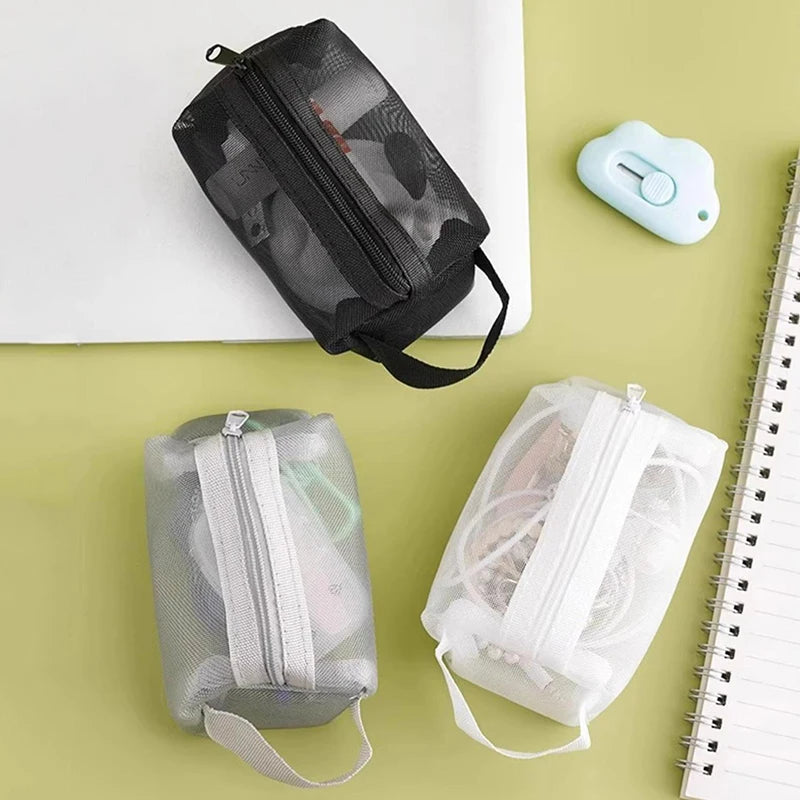 Offices Travel Storage Bags Toiletry Makeup Pouch Mesh Cosmetic Bag Qme