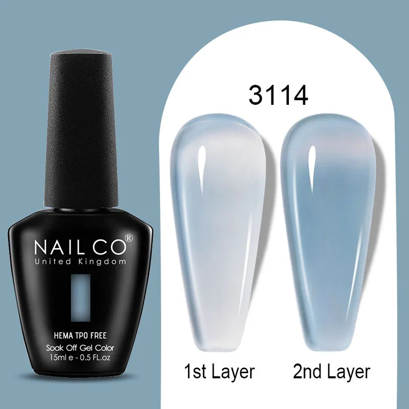 Nailco Jelly Gel Nail Polish Transparent Varnishes 44 Colors Red Pink