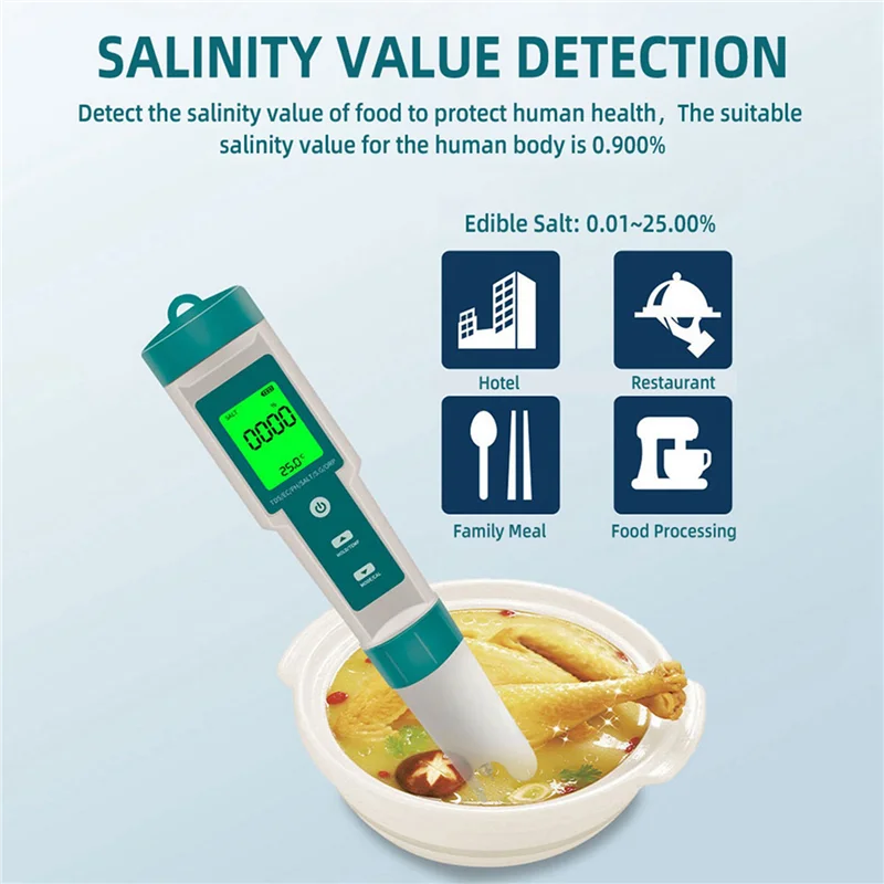 A02F-2X 7 In 1 PH/TDS/EC/ORP/Salinity /S.G/Temperature Meter C-600 Water Quality Tester For Drinking Water,Aquariums PH Meter Qme