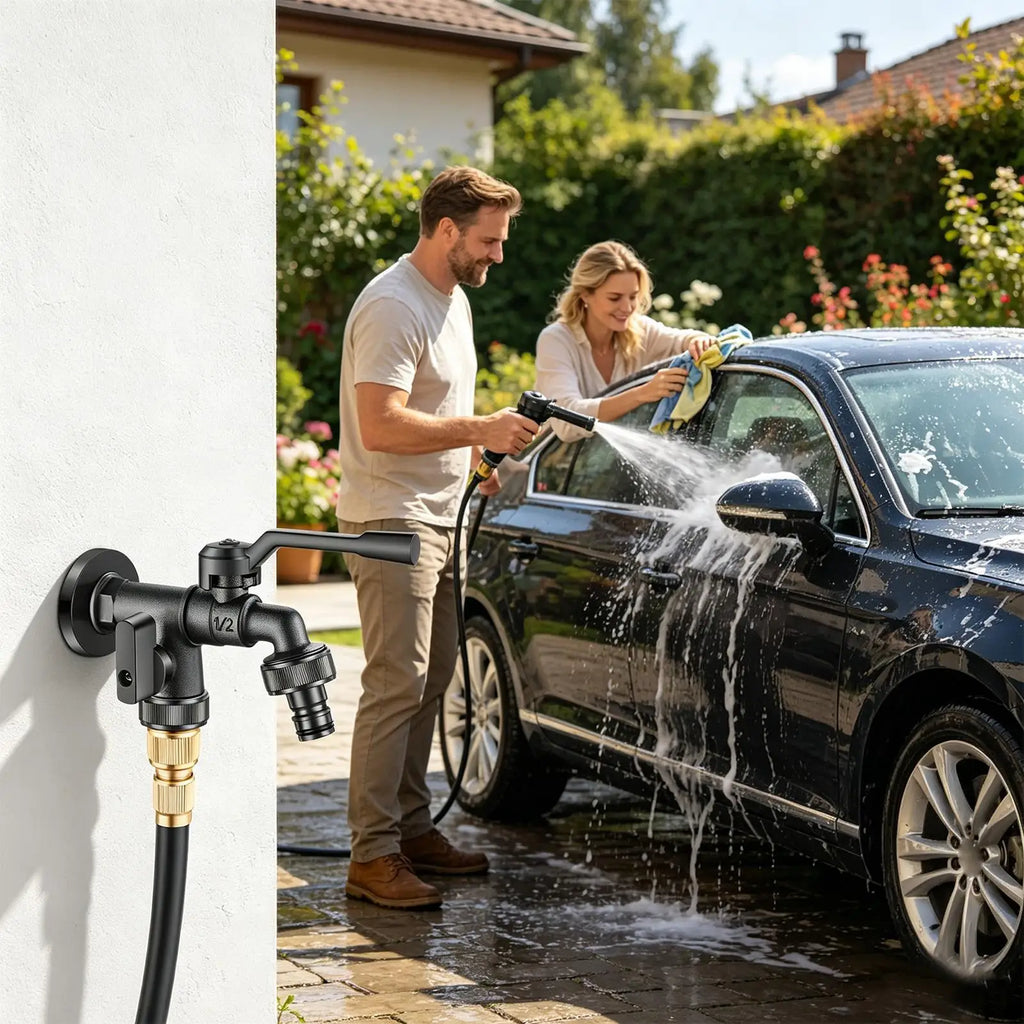 Garden Water Faucet Heavy Duty Anti-Freeze Precise Control 2-Way Faucet For Outdoor Garden For Car Washing Flowers Irrigation Qme China Mainland