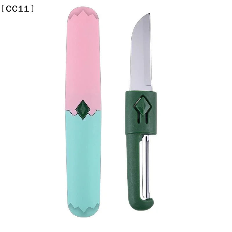 1 Fruit Peeler Knife Dual Head Kitchen Tool Multi Functional Travel Qme